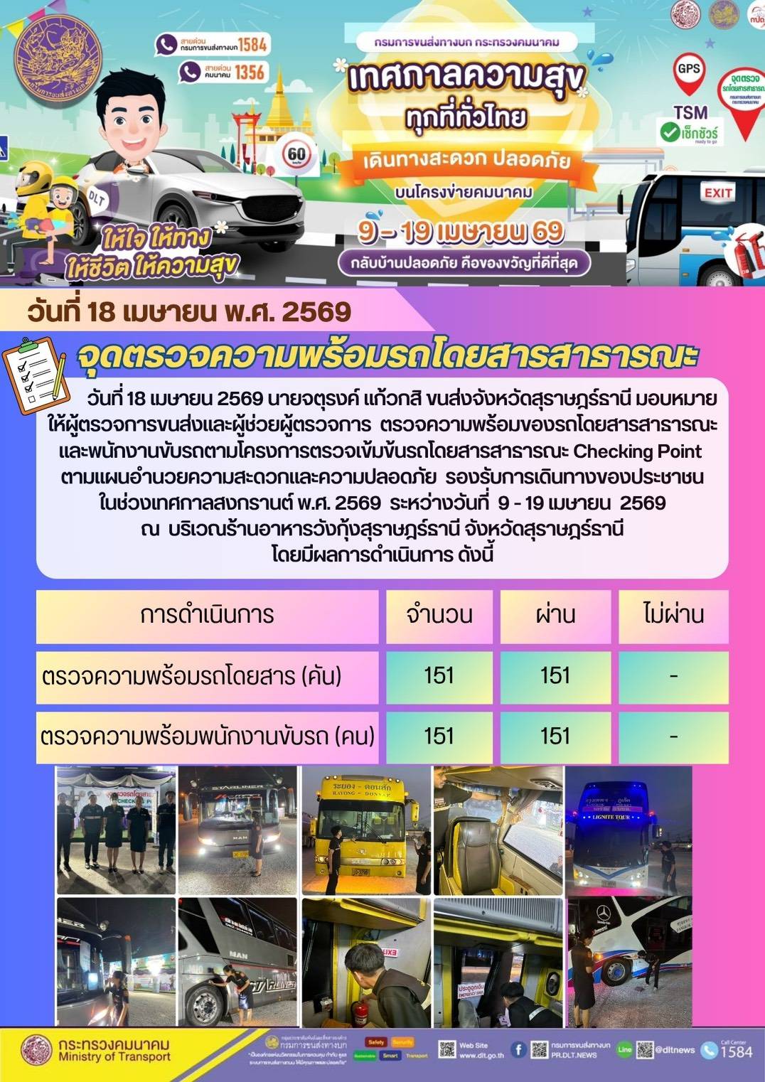 จุดตรวจความพร้อม รถโดยสารสาธารณะ วันที่ 18 เมษายน พ.ศ. 2569