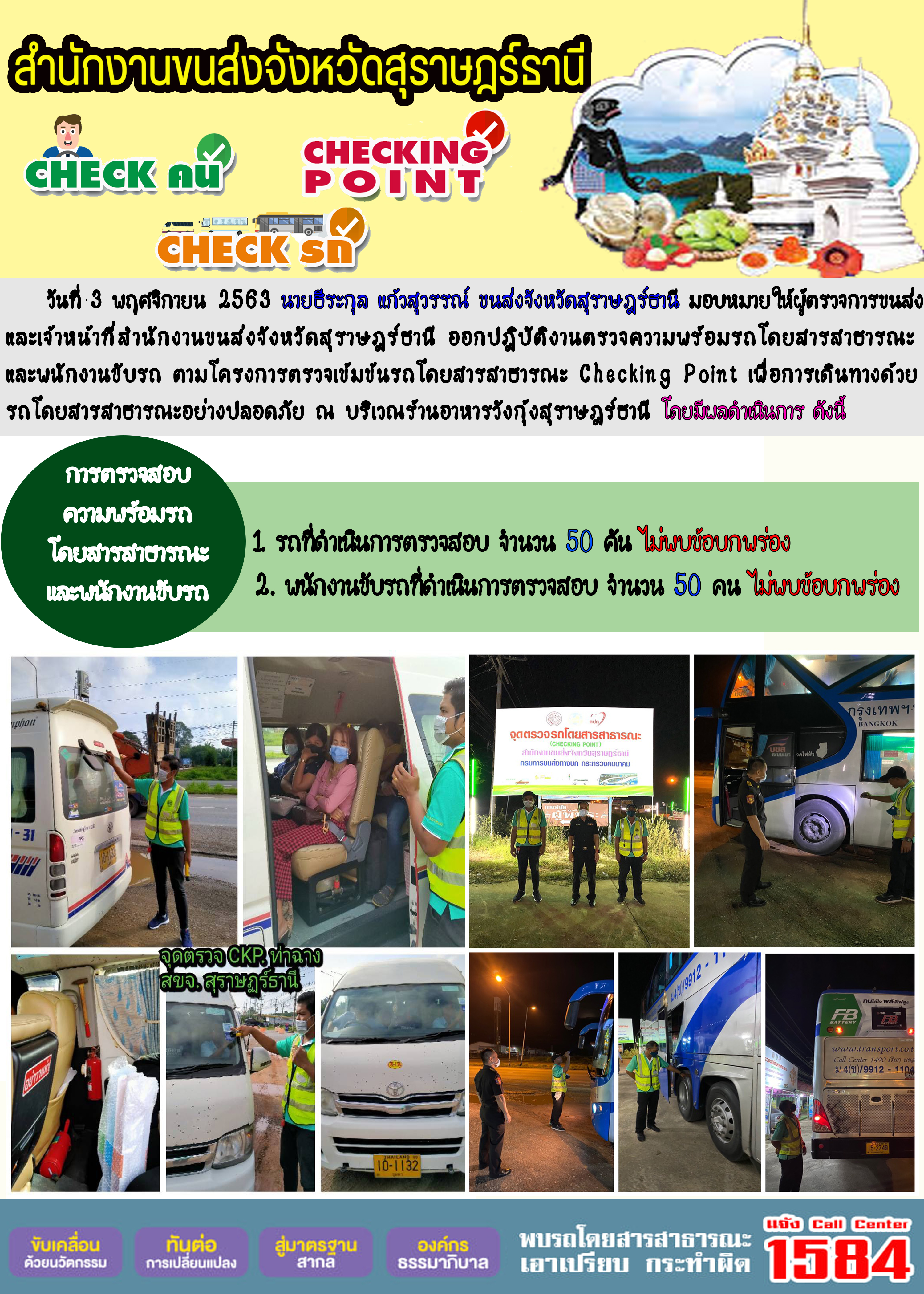 CHECKING POINT ระยะที่ 2 ผลการตรวจสอบรถและพนักงานขับรถ ณ จุดตรวจ (Checking Point)