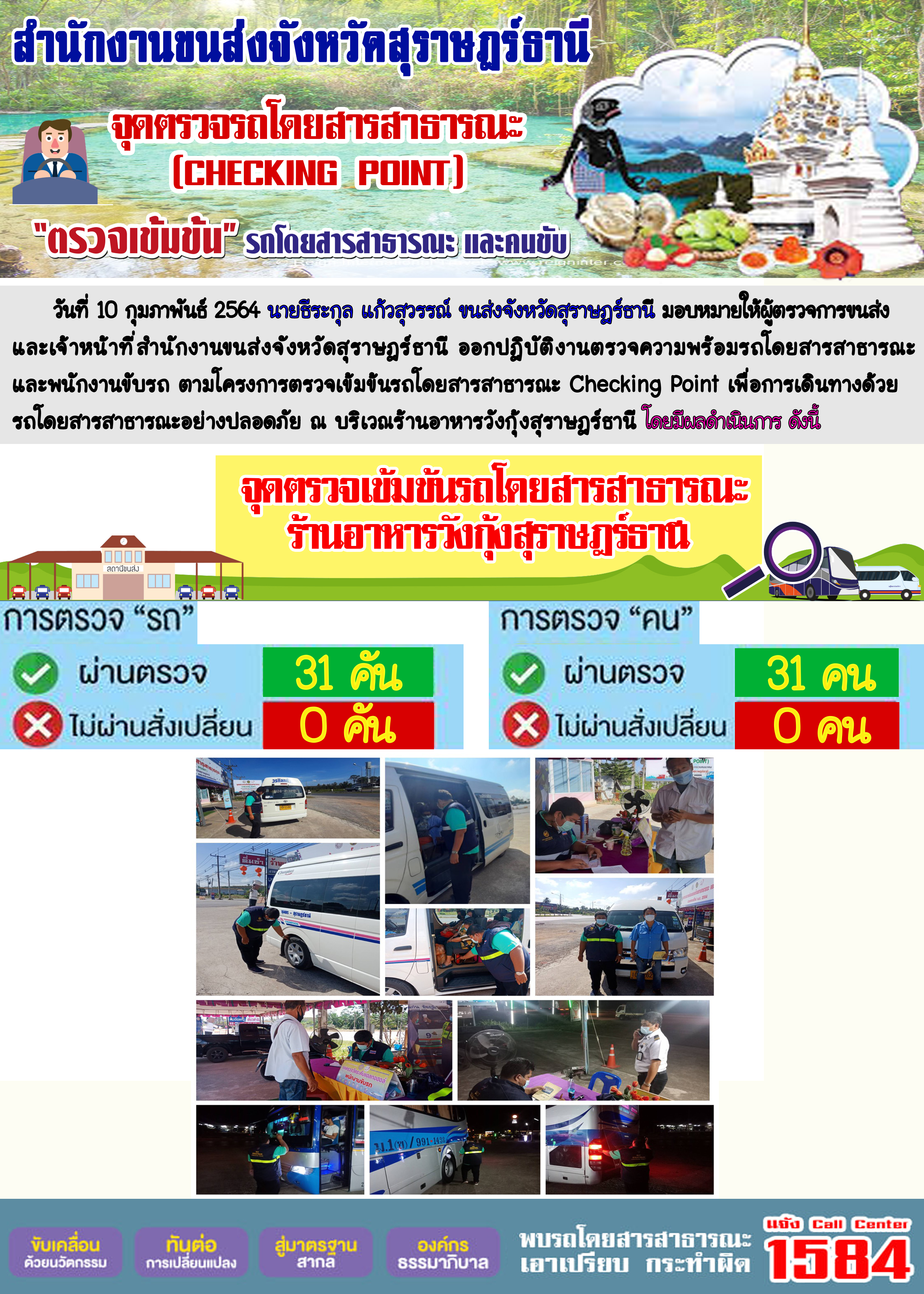 CHECKING POINT ระยะที่ 2 ผลการตรวจสอบรถและพนักงานขับรถ ณ จุดตรวจ (Checking Point)