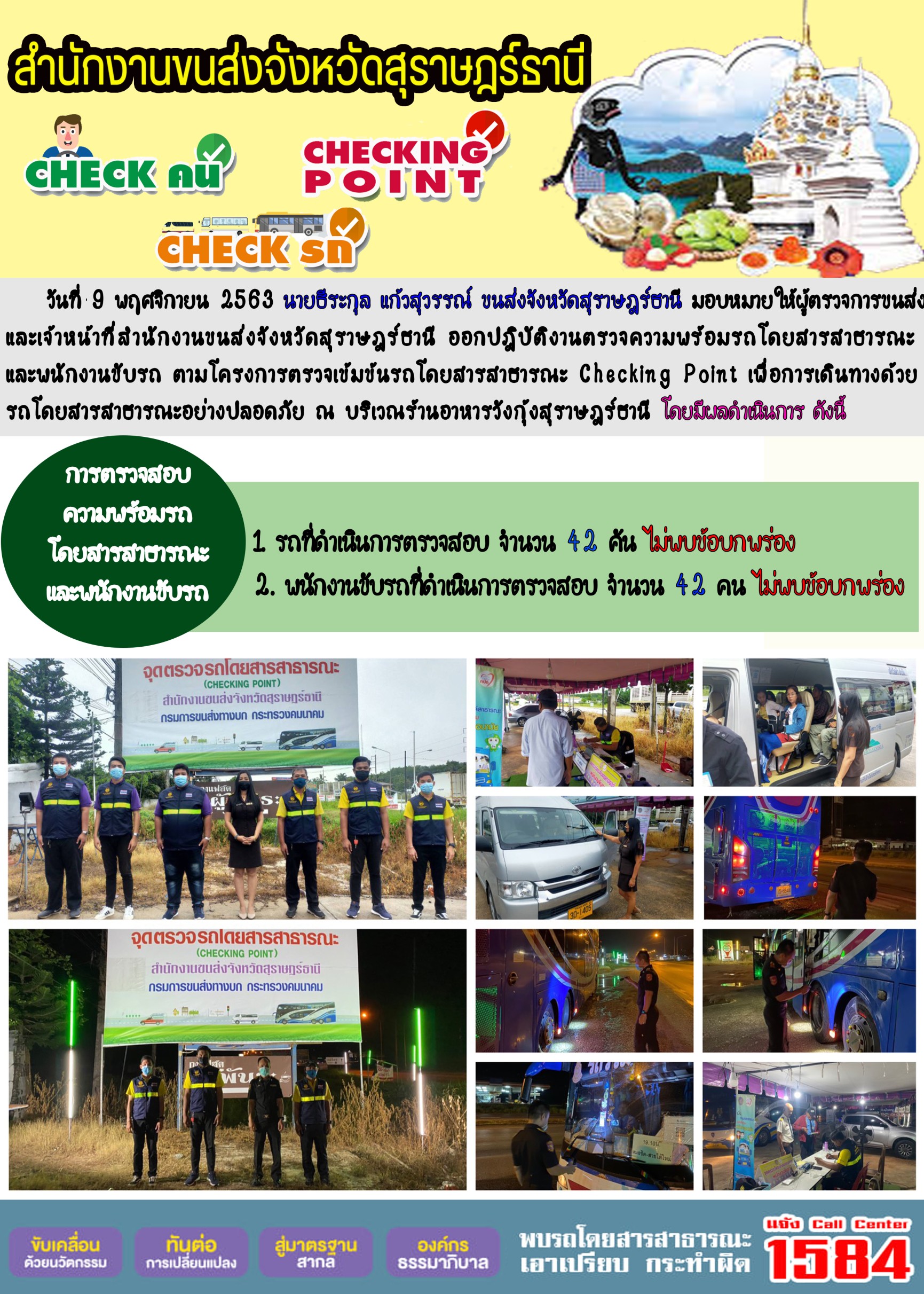 CHECKING POINT ระยะที่ 2 ผลการตรวจสอบรถและพนักงานขับรถ ณ จุดตรวจ (Checking Point)