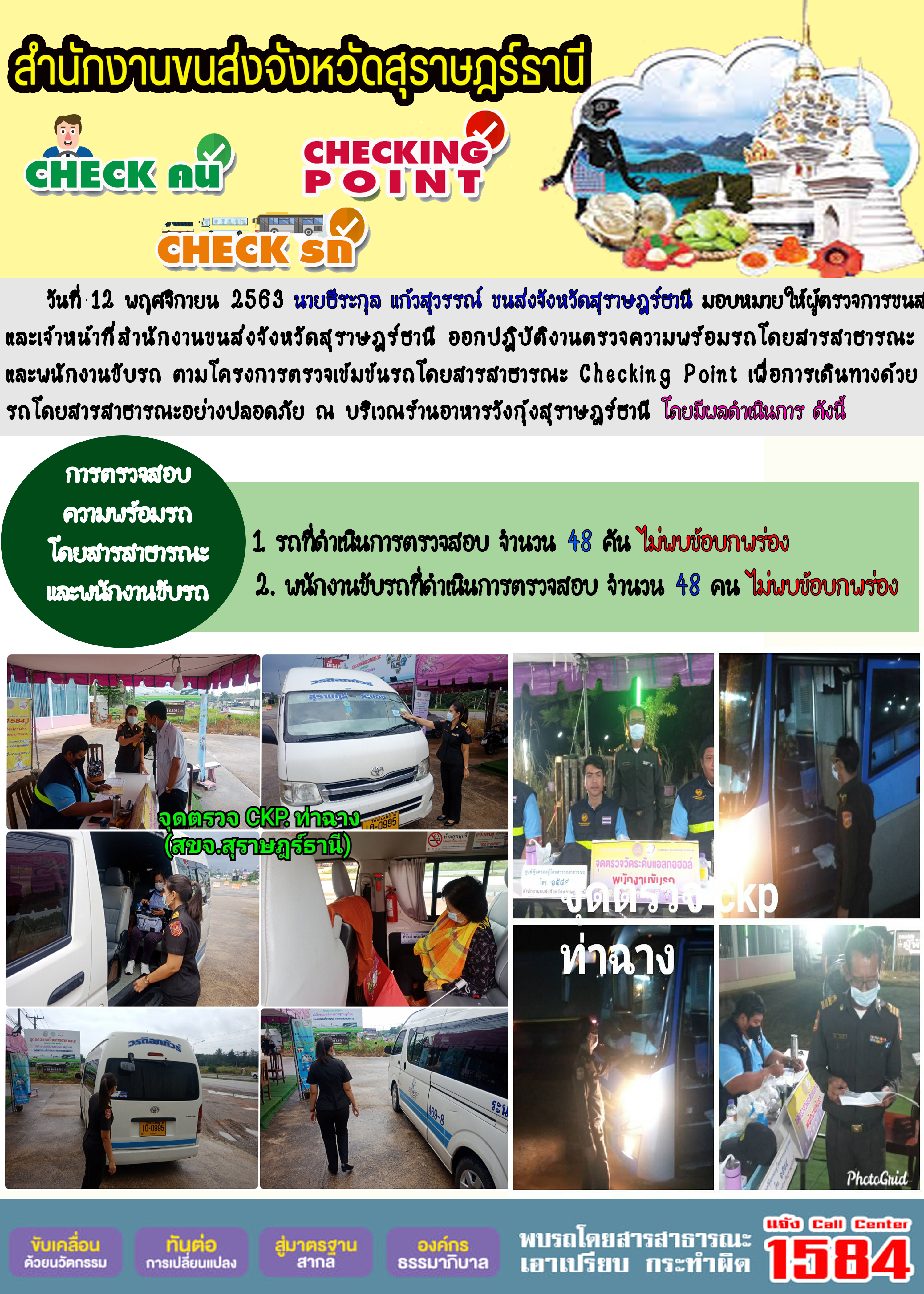 CHECKING POINT ระยะที่ 2 ผลการตรวจสอบรถและพนักงานขับรถ ณ จุดตรวจ (Checking Point)