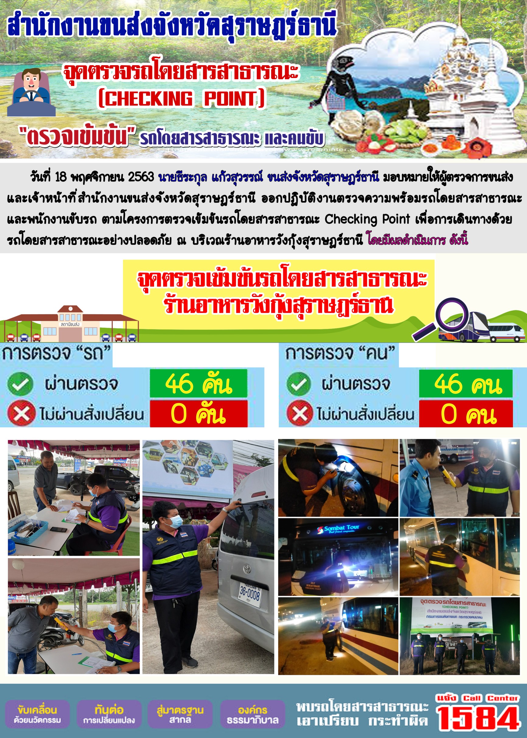 CHECKING POINT ระยะที่ 2 ผลการตรวจสอบรถและพนักงานขับรถ ณ จุดตรวจ (Checking Point)