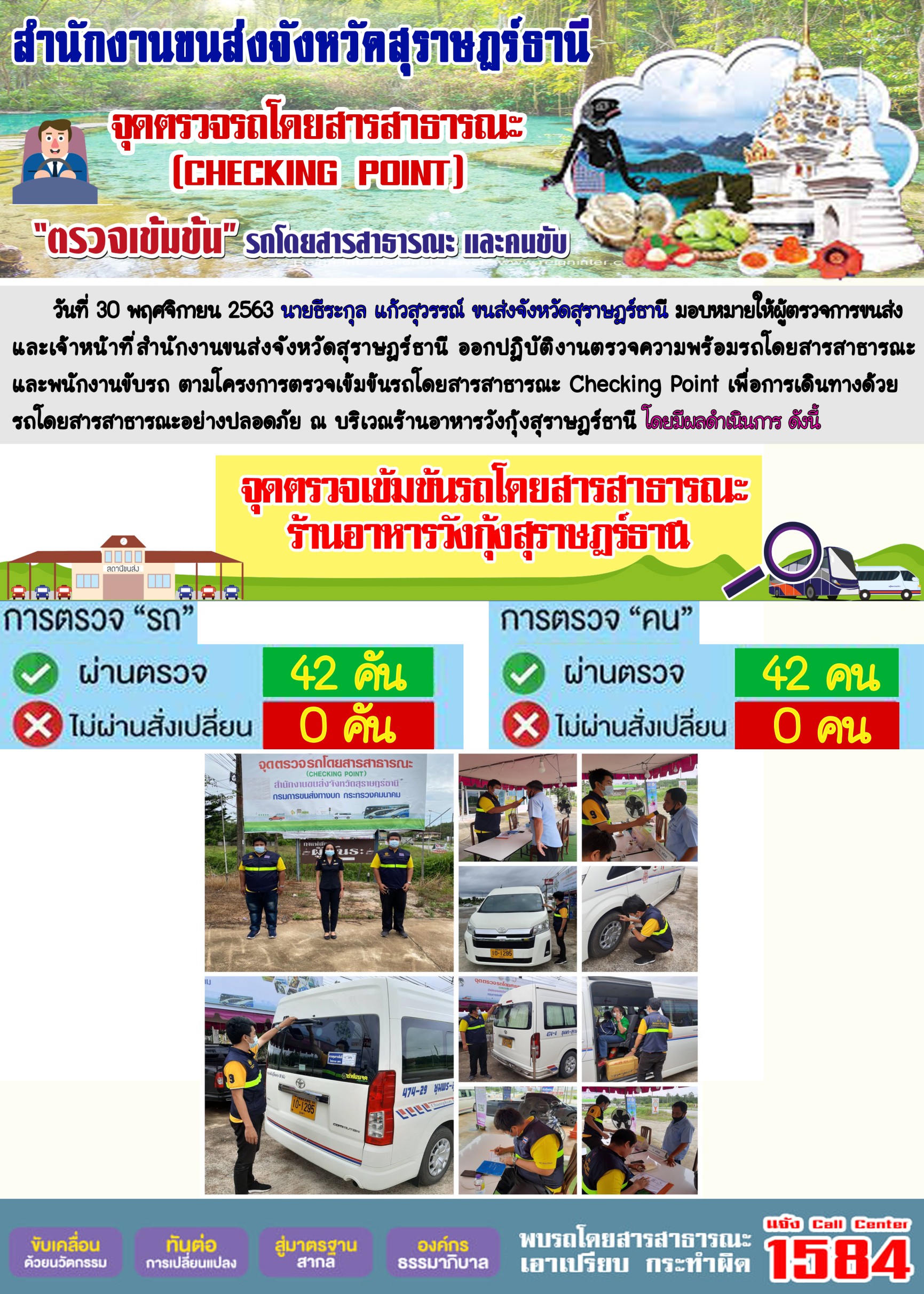 CHECKING POINT ระยะที่ 2 ผลการตรวจสอบรถและพนักงานขับรถ ณ จุดตรวจ (Checking Point)