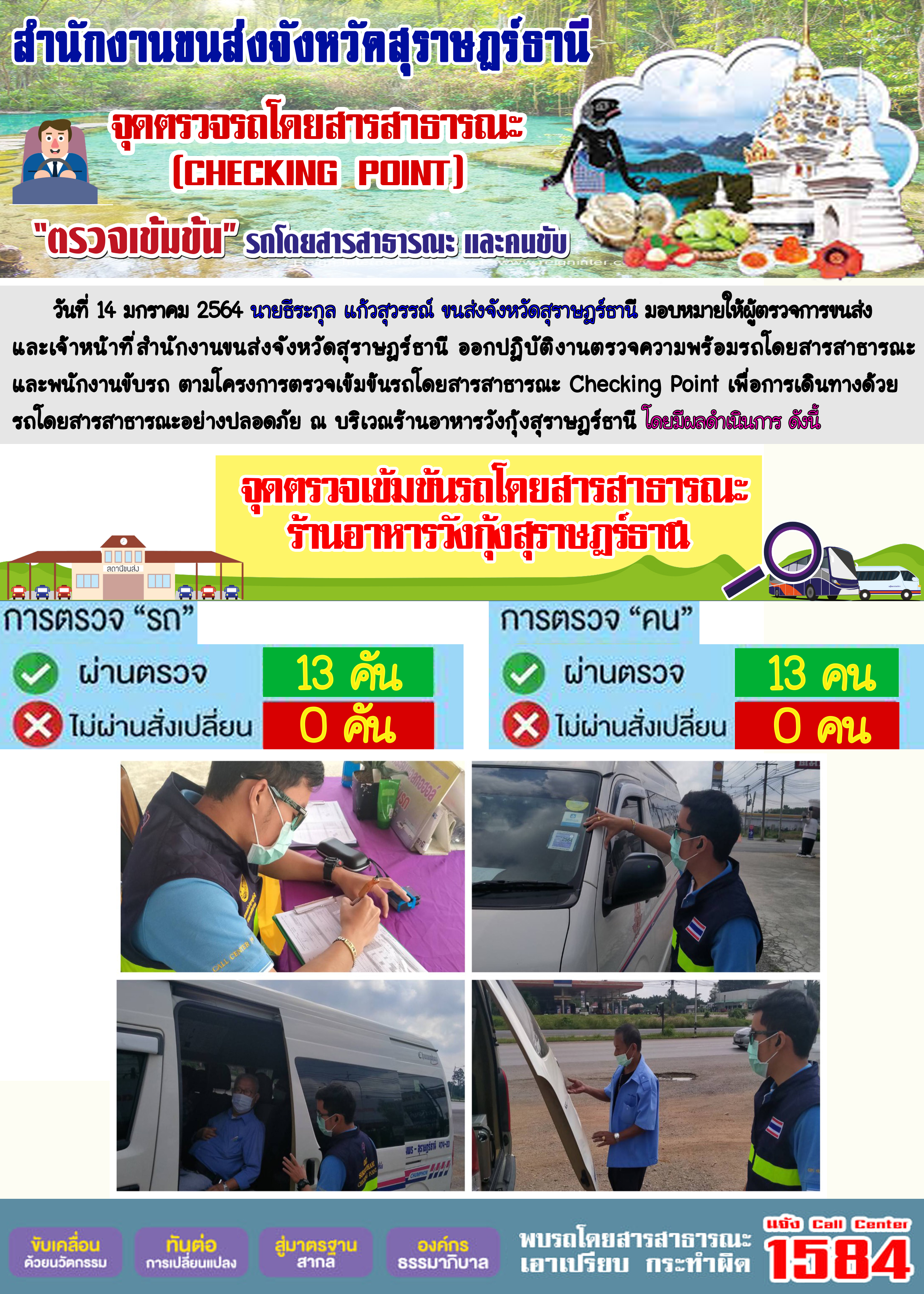 CHECKING POINT ระยะที่ 2 ผลการตรวจสอบรถและพนักงานขับรถ ณ จุดตรวจ (Checking Point)