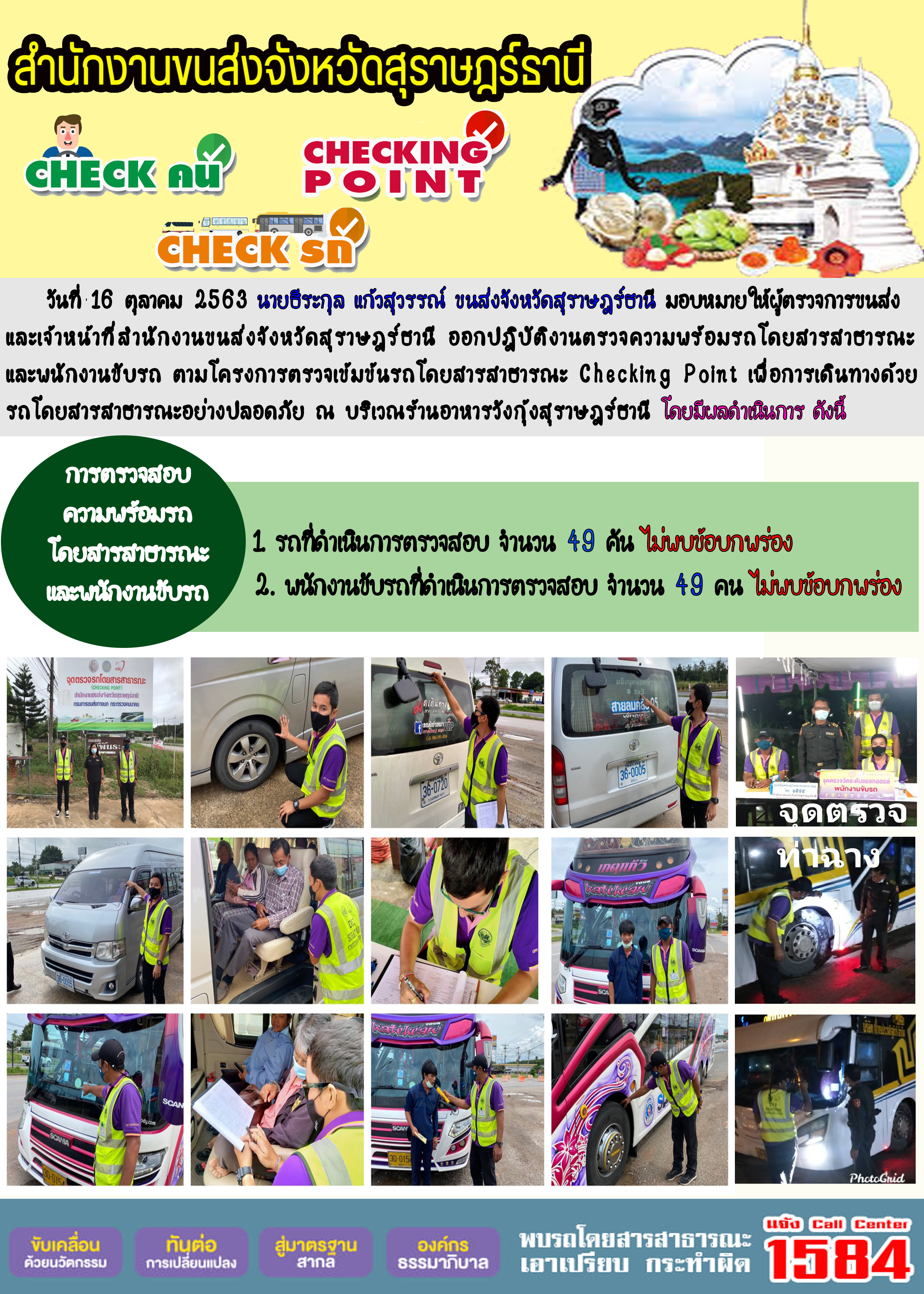  CHECKING POINT ระยะที่ 2 ผลการตรวจสอบรถและพนักงานขับรถ ณ จุดตรวจ (Checking Point) 