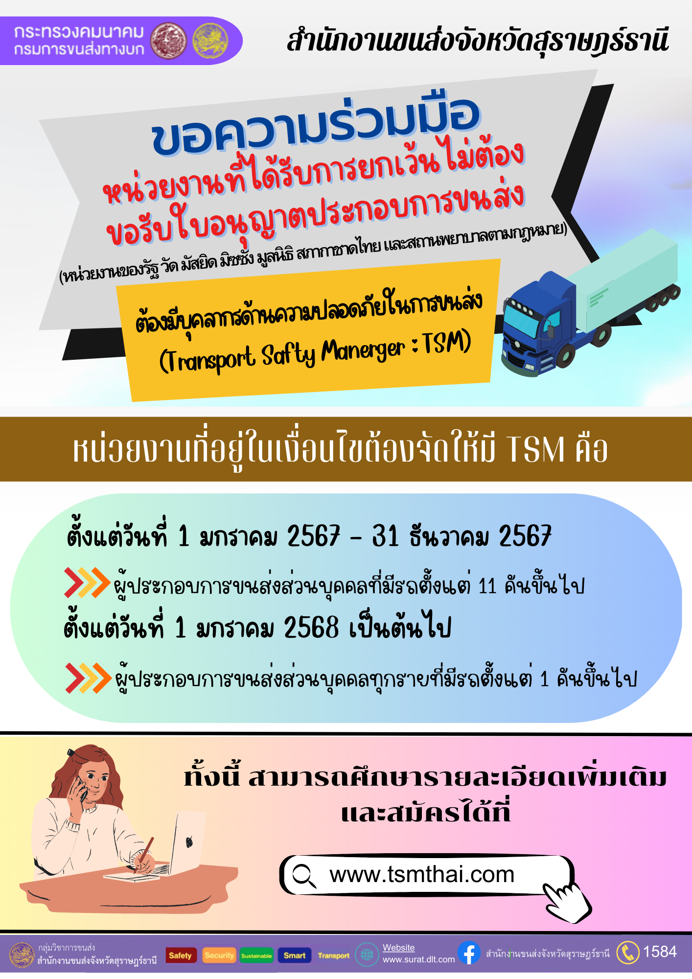 ขอความร่วมมือหน่วยงานที่ได้รับการยกเว้นไม่ต้องขอรับใบอนุญาตประกอบการขนส่ง