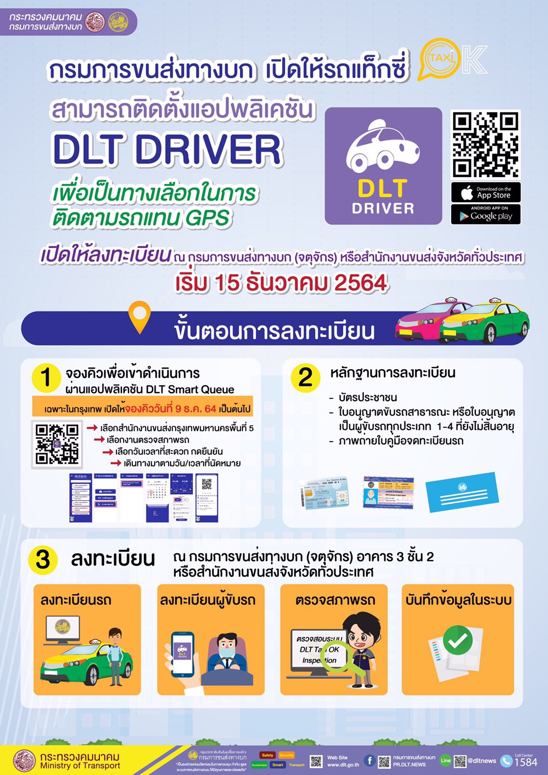 กรมการขนส่งทางบก เปิดให้รถแท็กซี่ สามารถติดตั้งแอปพลิเคชัน DLT DRIVER